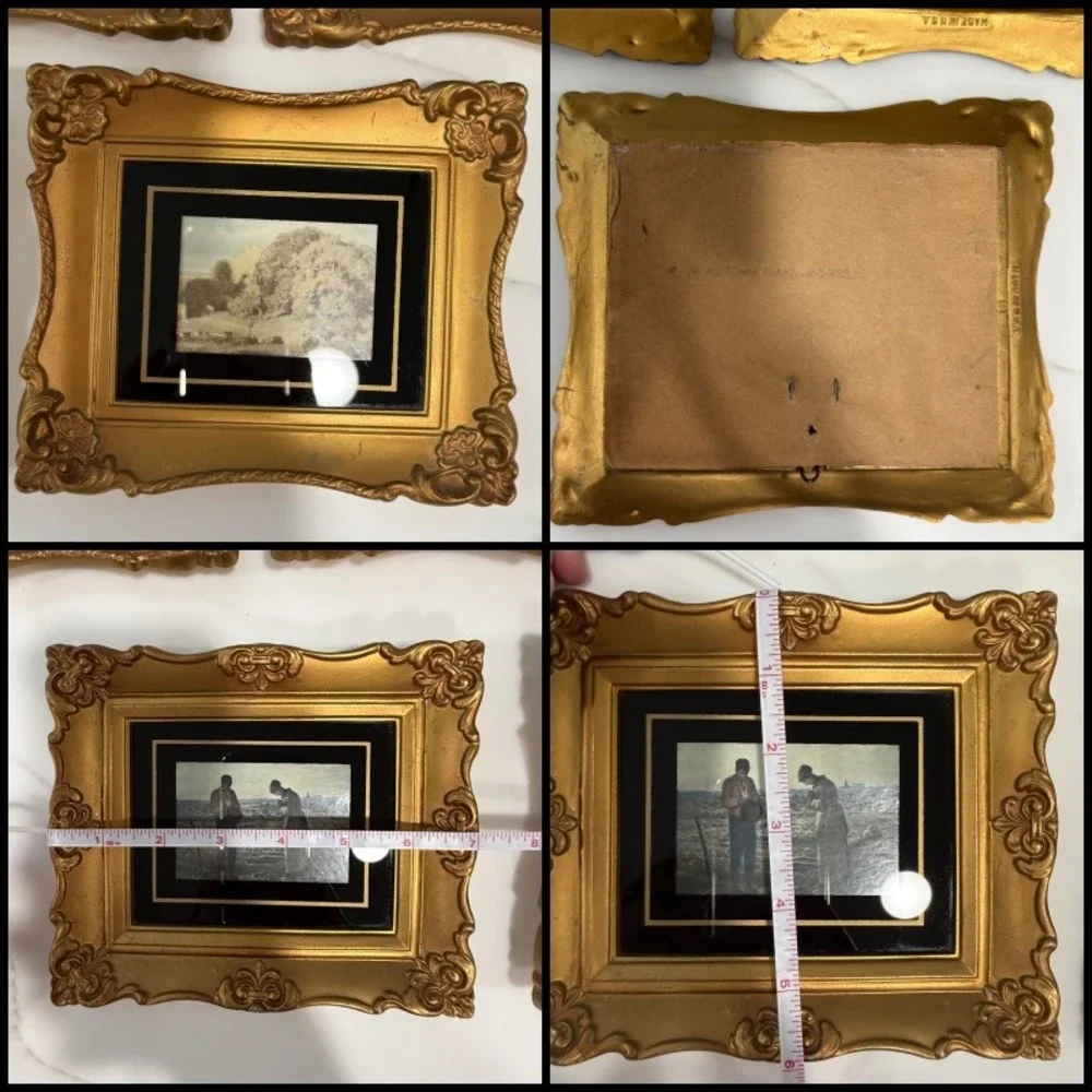 VTG Set of 5 Miniature Gold Ornate Picture Frames Hollywood Regency USA 1950-65